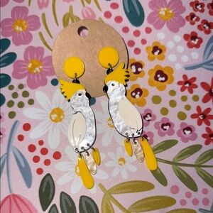 Yellow and White Parrot Earrings